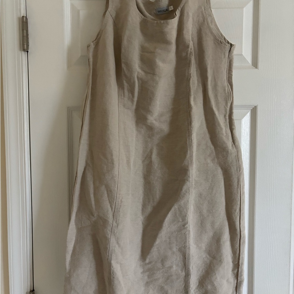 Pure Linen Sleeveless Midi Dress